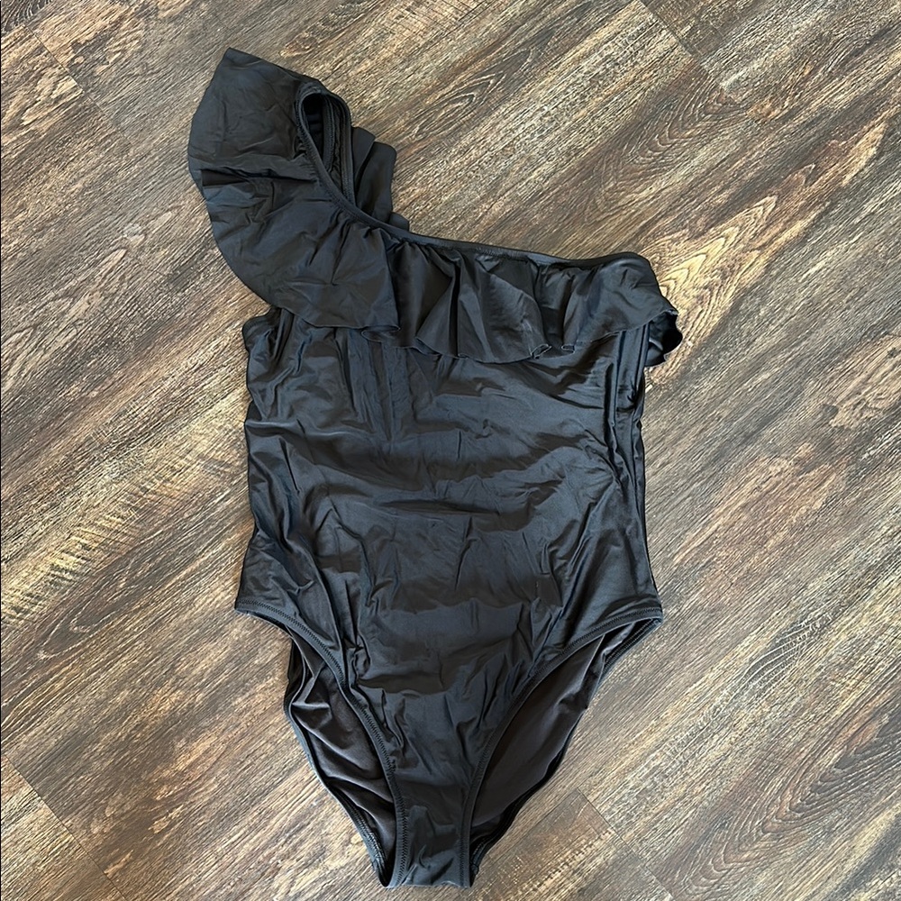 J. Crew Black One-Shoulder One Piece